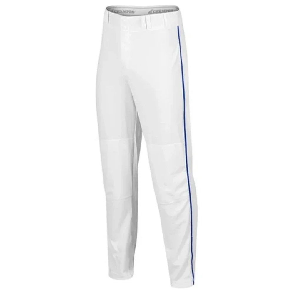 Champro Triple Crown Adult Open-Bottom Piped Baseball Pants - White/Royal, L